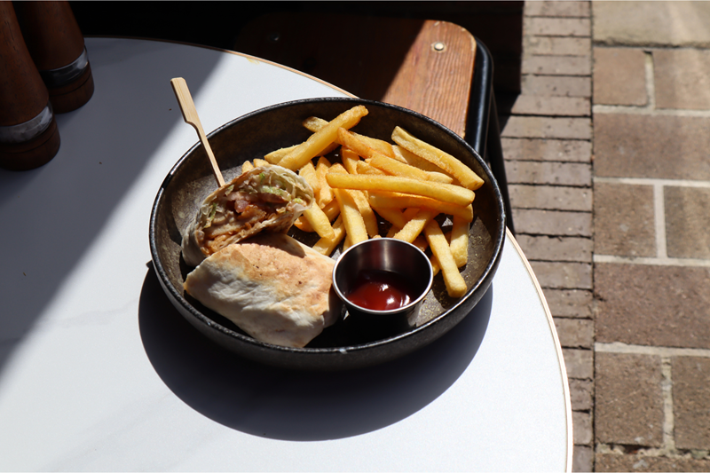 $15 Wraps with a side of chips at ASLAN Coffee Roasters