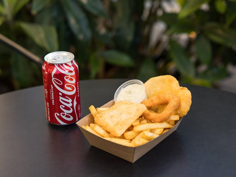 $10 Seafood Snack Pack and Soft Drink