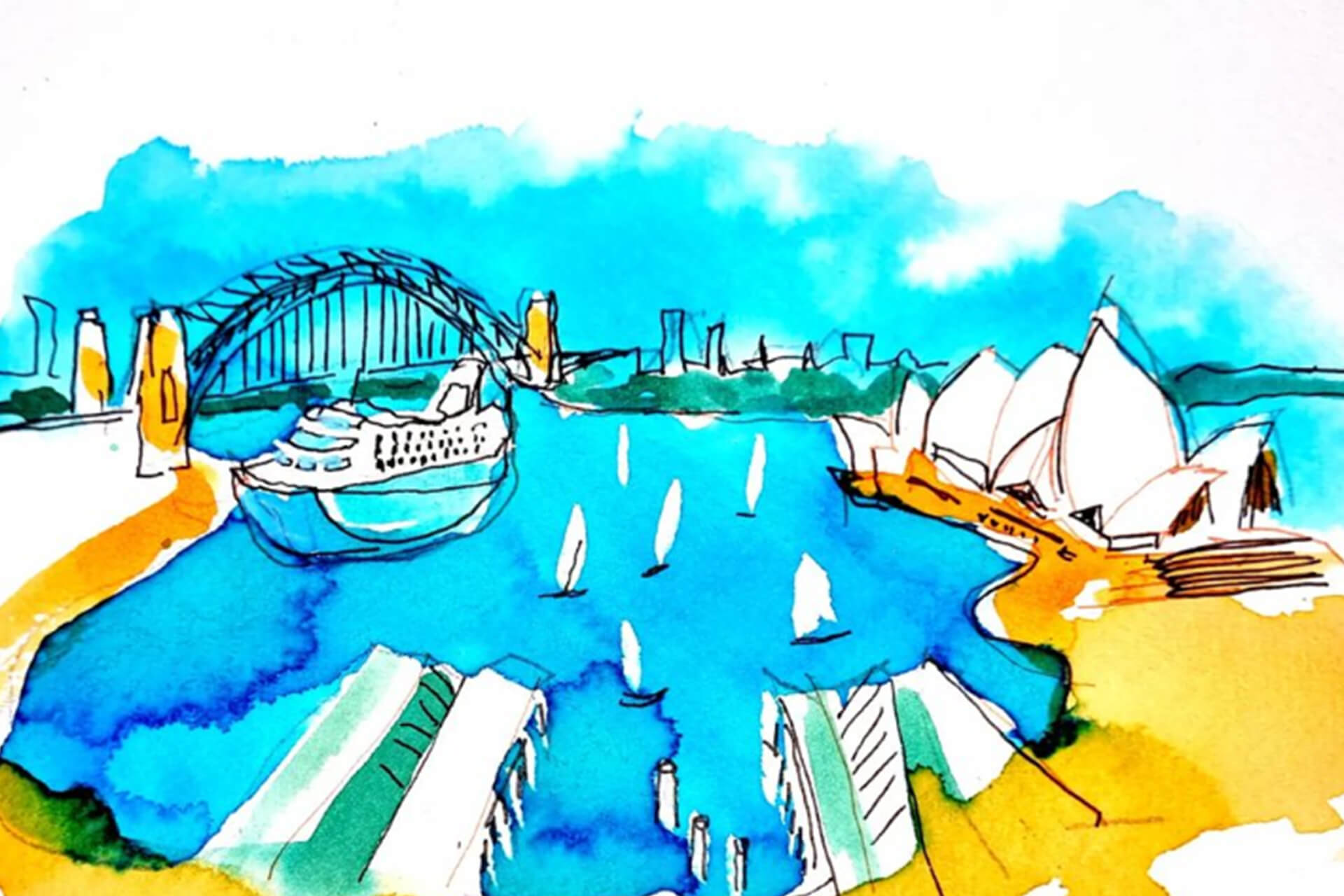 Plein Air Sketch The Harbour Workshop at The Rocks Markets